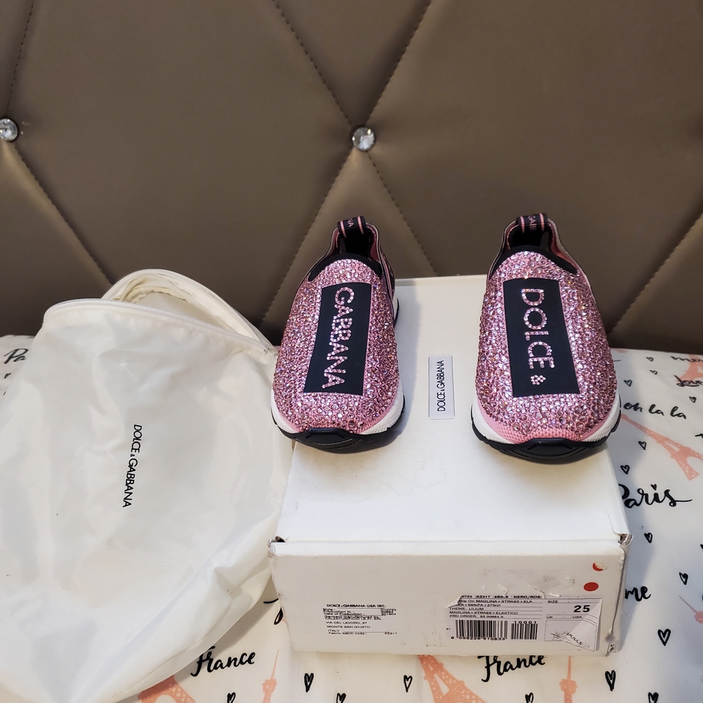 Dolce & Gabbana Kids Pink Glitter Sneakers